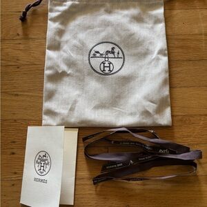 Hermes dust bag, notecard and ribbon